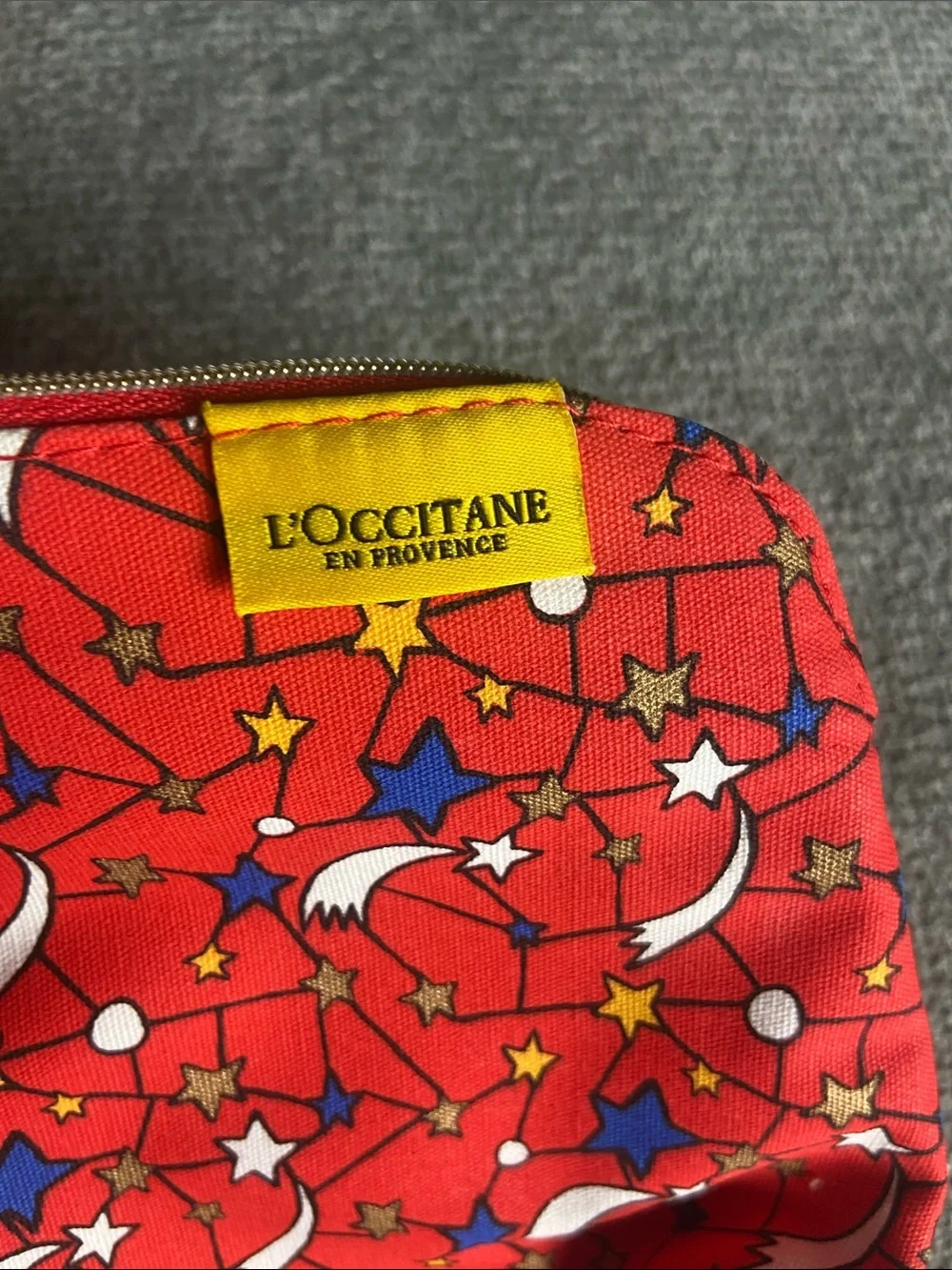 L'OCCITANE Red Star & Moon Kids Pouch with Blue and Yellow Accents